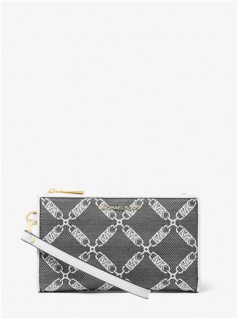 Jet Set Large Empire Logo Jacquard Wristlet 